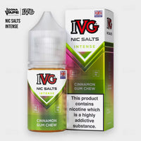 IVG Intense Nic Salt Cinnamon Gum Chew 30ml 35mg bottle, fruity iced nic salt e-liquid for pod systems