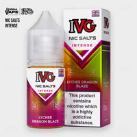 IVG Intense Nic Salt Lychee Dragon Blaze 30ml 35mg bottle, fruity iced nic salt e-liquid for pod systems