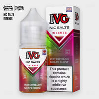 IVG Intense Nic Salt Watermelon Grape Burst 30ml 35mg bottle, fruity iced nic salt e-liquid for pod systems