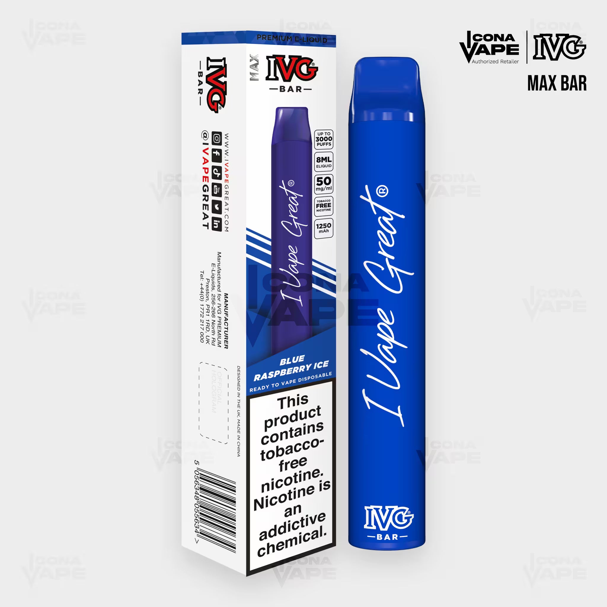 IVG Max Bar 3000 Cola Ice disposable vape, 3000 puffs, Pakistan