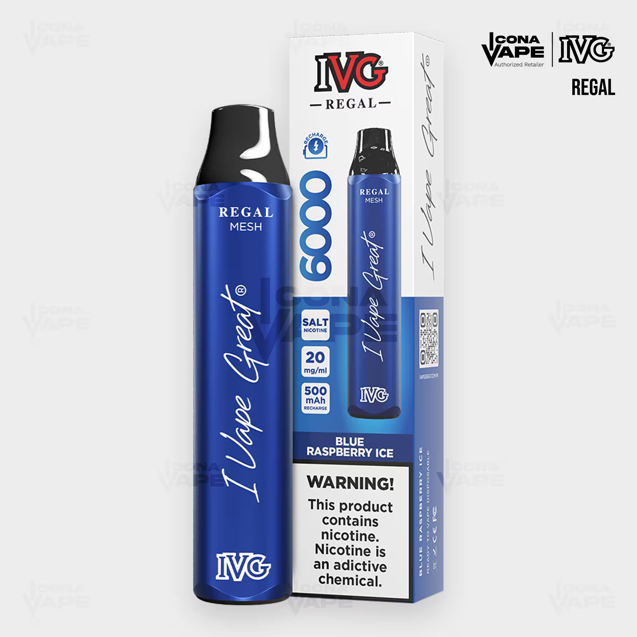 IVG Regal Mesh 6000 Blue Raspberry Peach Ice 20mg Disposable Vape Pakistan