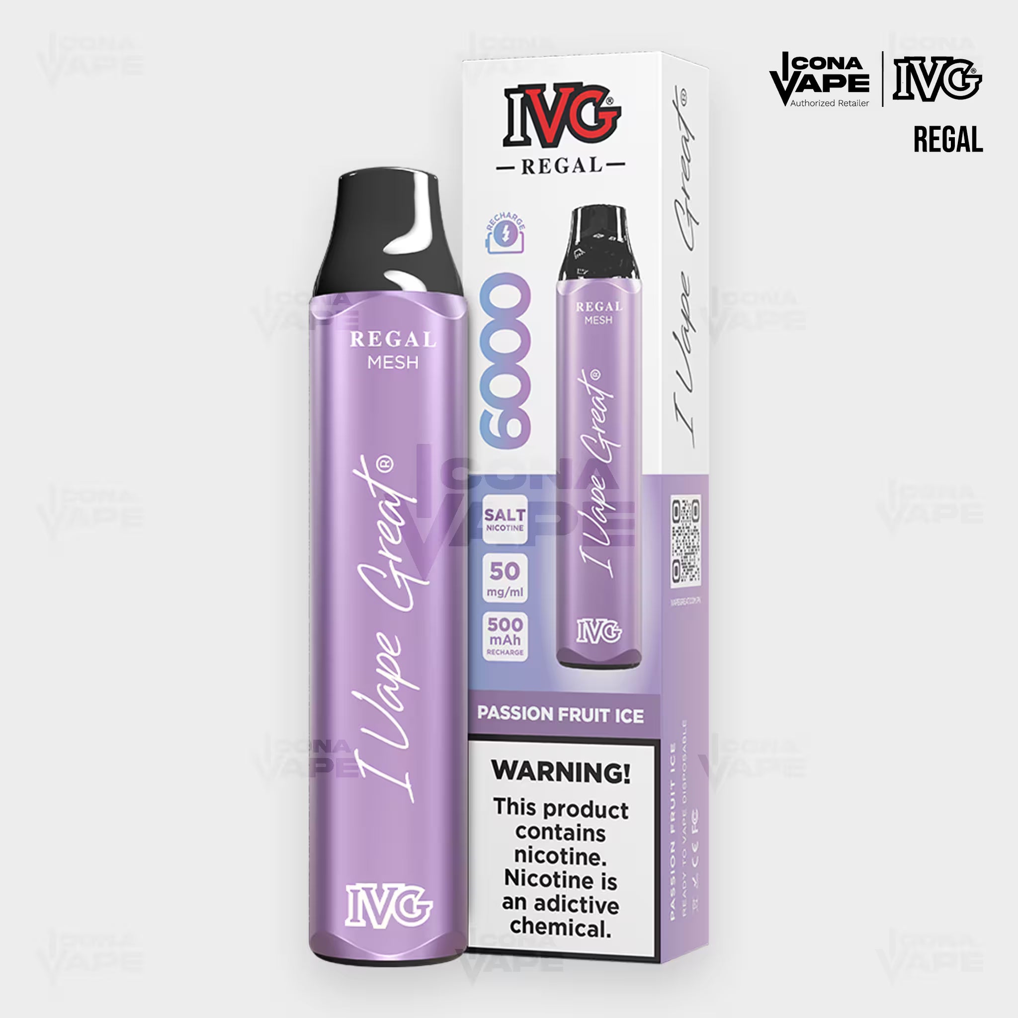 IVG Regal Mesh 6000 Passion Fruit Ice 50mg Disposable Vape Pakistan