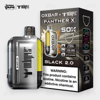 OXBAR x Dr Vapes Panther X 50K Black 2.0 disposable vape, dark silver device, 50000 puffs, Pakistan