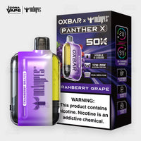 OXBAR x Dr Vapes Panther X 50K Cranberry Grape disposable vape, purple device, 50000 puffs, Pakistan
