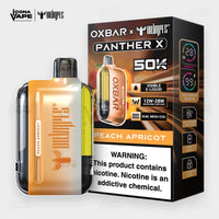 OXBAR x Dr Vapes Panther X 50K Peach Apricot disposable vape, stone fruit blend, 50000 puffs, Pakistan