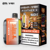 OXBAR x Dr Vapes Panther X 50K Peach Ice disposable vape, iced peach flavor, 50000 puffs, Pakistan