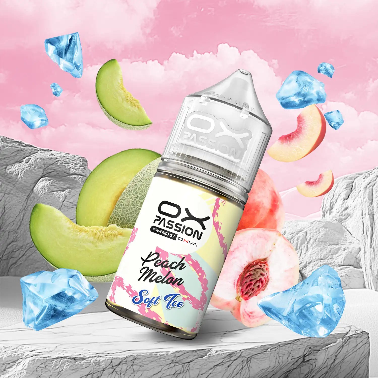 Ox Passion Soft Ice Peach Melon 30ml Nicotine Salt E-Liquid, Powered by Oxva, Available in Pakistan