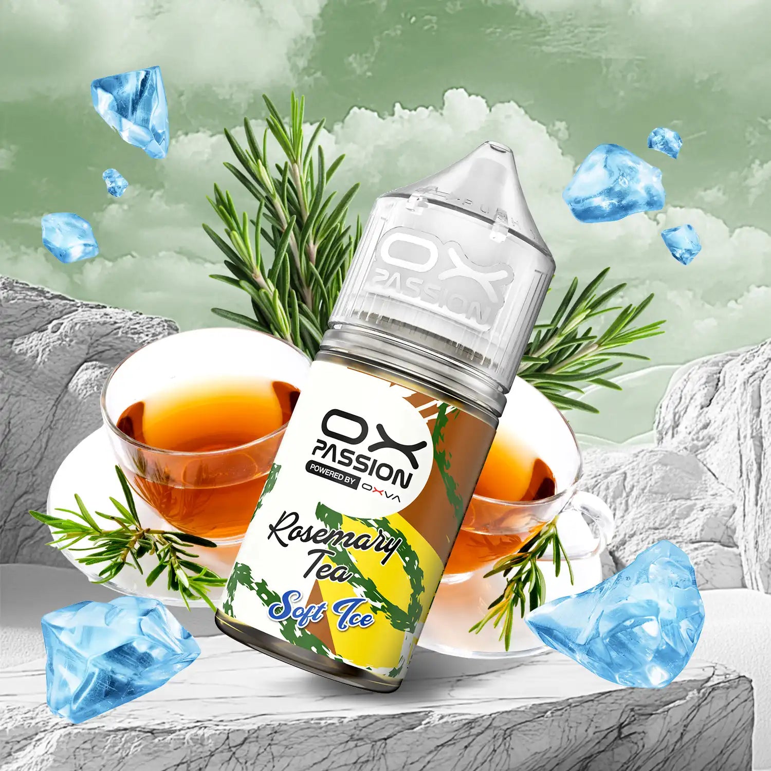 Ox Passion Soft Ice Rosemary Tea 30ml Nicotine Salt E-Liquid, Powered by Oxva, Available in Pakistan