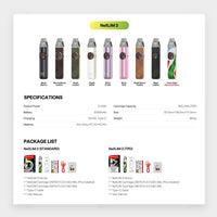 OXVA NeXLIM 2 colors, specifications and package list, ICONA VAPE Pakistan