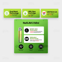 OXVA NeXLIM 2 Mini features, Boost and Eco modes, dual mesh and 2A fast charge