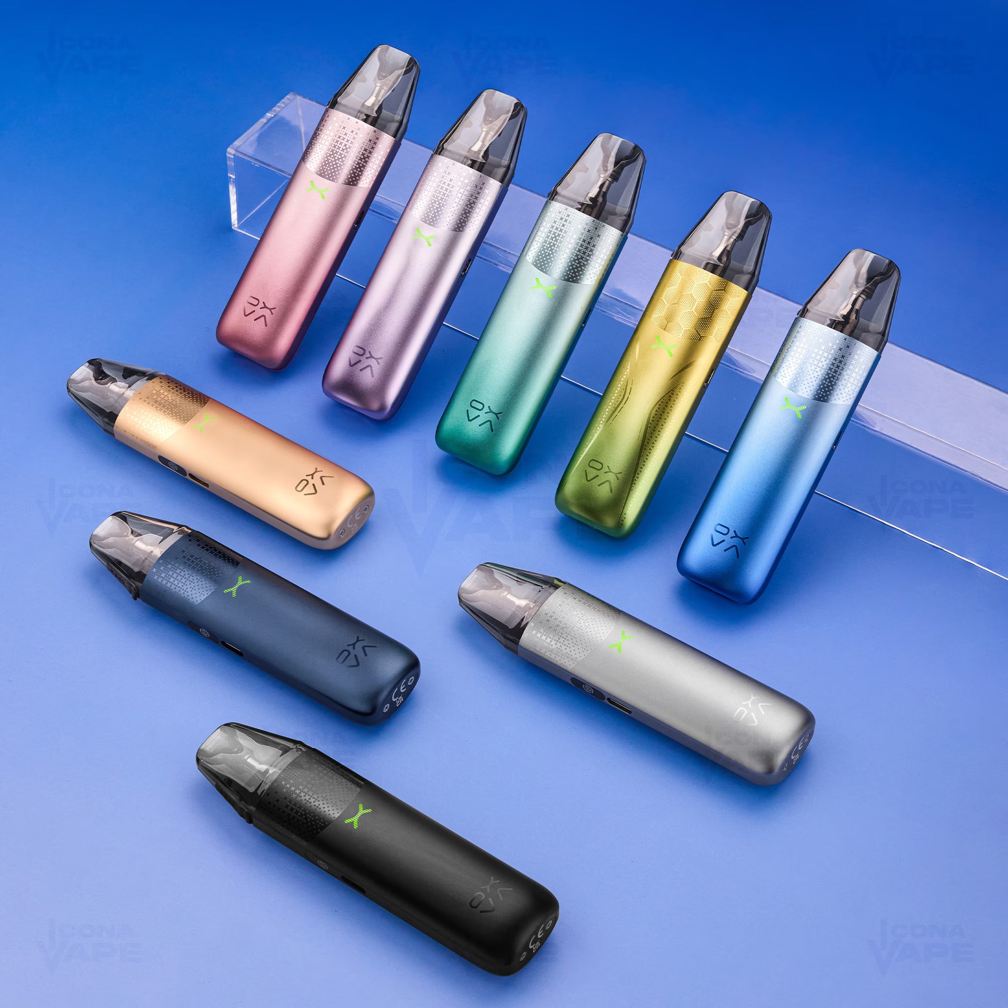 OXVA NeXLIM 2 Mini color range lifestyle shot, nine finishes