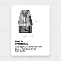 OXVA NeXLIM cartridge specifications 4ml pod top fill dual mesh Pakistan