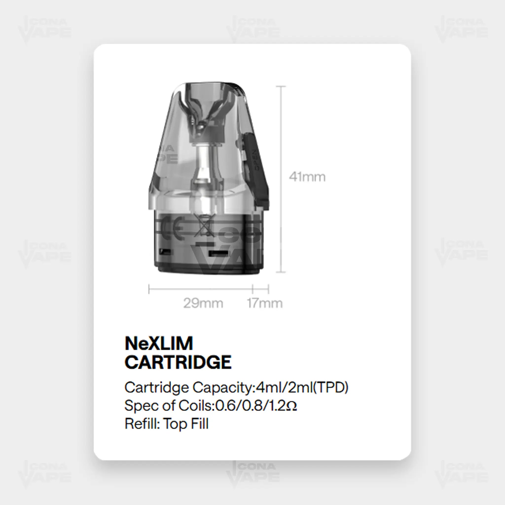 OXVA NeXLIM cartridge specifications 4ml pod top fill dual mesh Pakistan