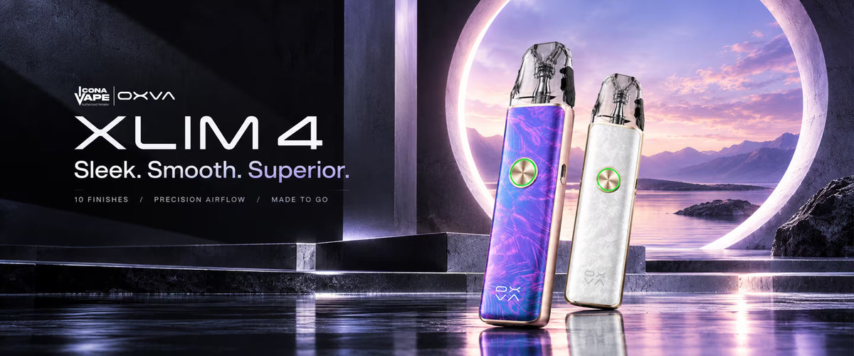 OXVA Xlim 4 pod kit in Aurora Petal Purple and Nacre White, now at ICONA VAPE in Pakistan