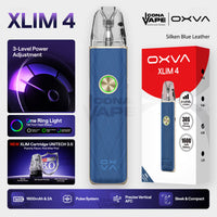 OXVA Xlim 4 pod kit in Silken Blue Leather, adjustable airflow, Pakistan