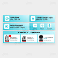 OXVA Xlim Go Lite pod kit features 1000mAh 3ml pod airflow RGB indicator Pakistan ICONA VAPE