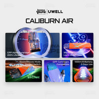 Uwell Caliburn Air Features - 39g, 1000mAh, GPP Alpha, Storm and Waves Modes
