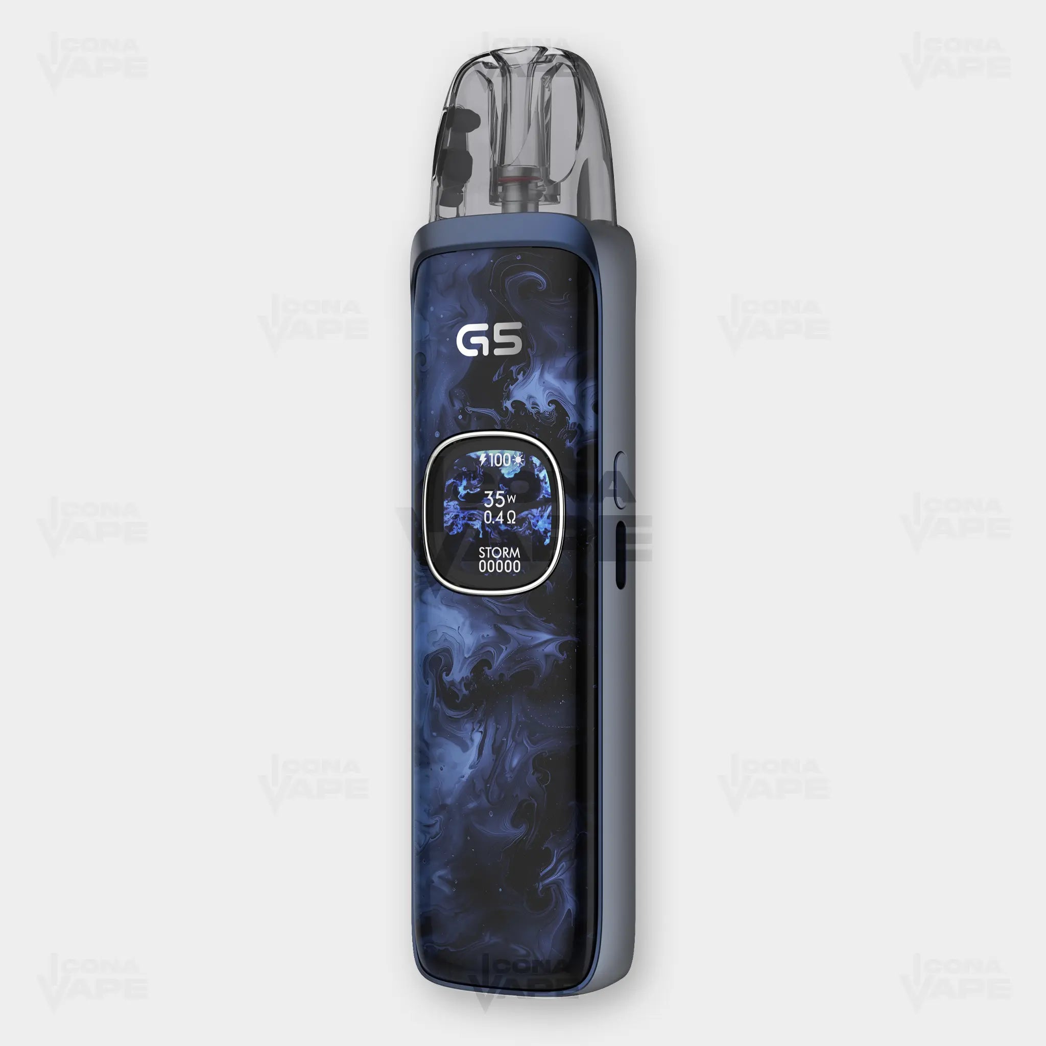 Uwell Caliburn G5 Navy Ripples vape device with adjustable wattage and HD display