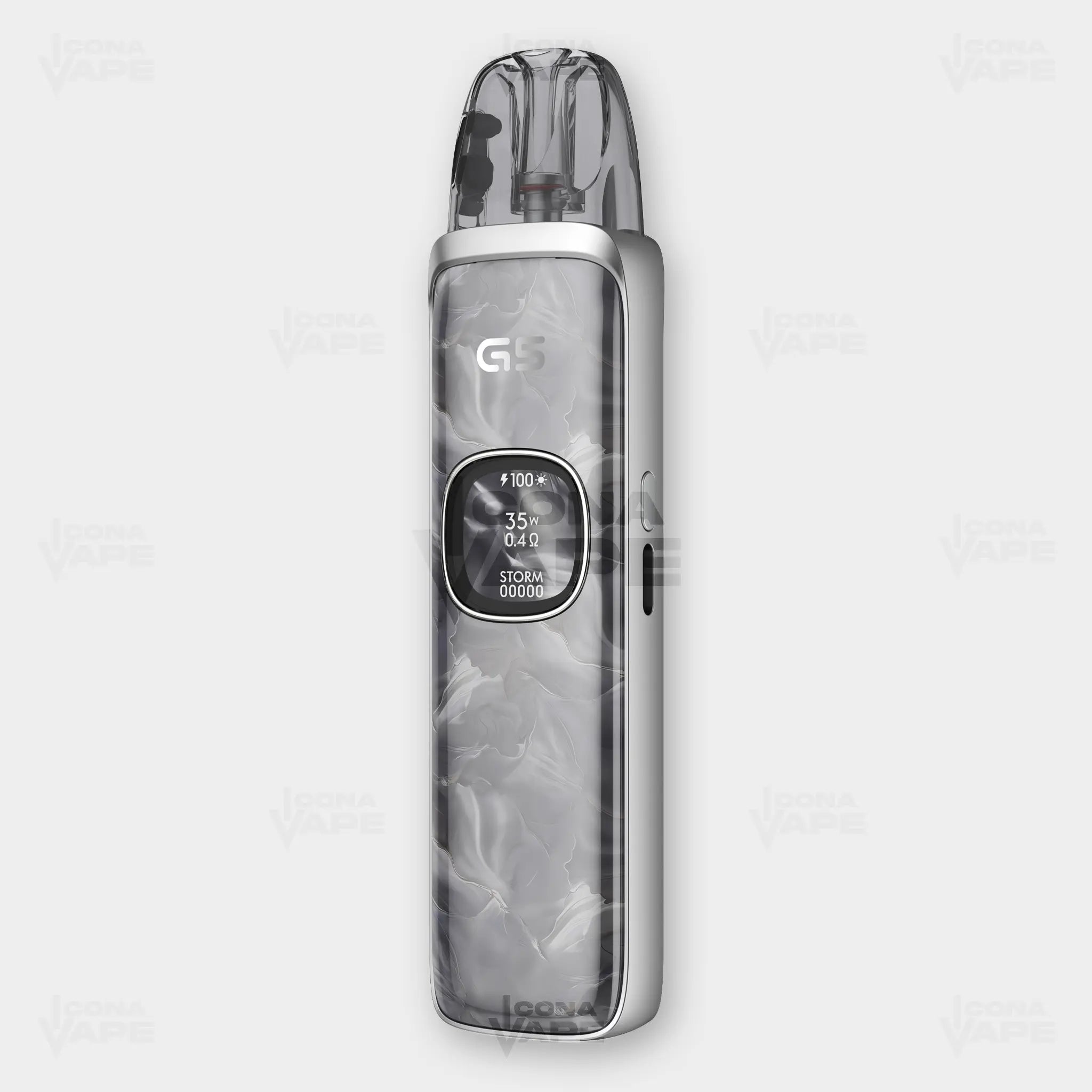 Uwell Caliburn G5 Silver Marble pod system with premium design and smart control
