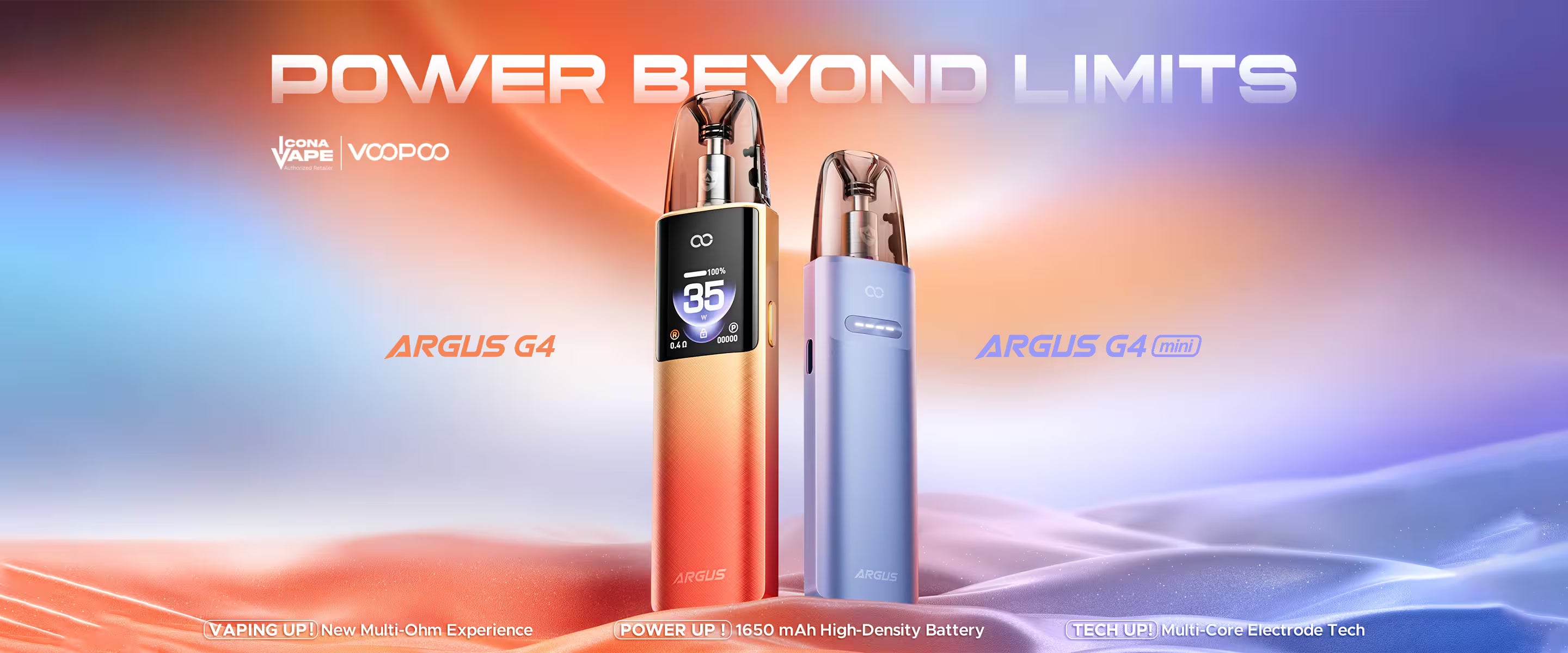 Voopoo Argus G4 and Argus G4 Mini pod vape kits with Multi-Core Tech, Pakistan, ICONA VAPE