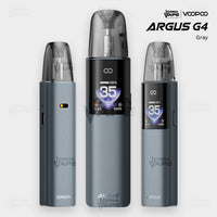VOOPOO Argus G4 pod vape in Gray brushed-metal finish, front and side view