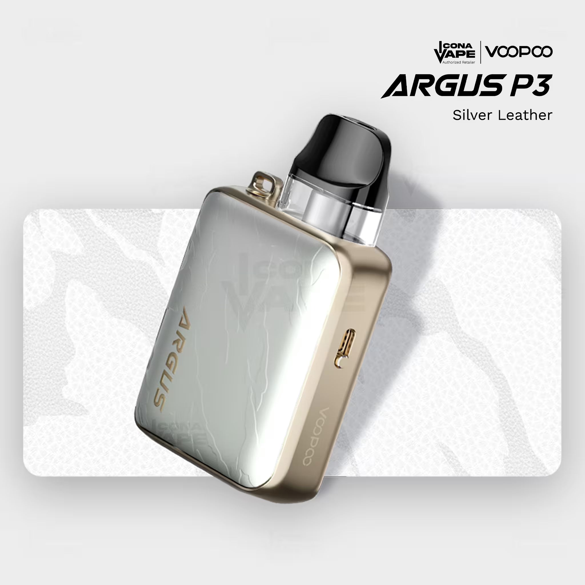 Voopoo Argus P3 Silver Leather Pakistan — ICONA VAPE